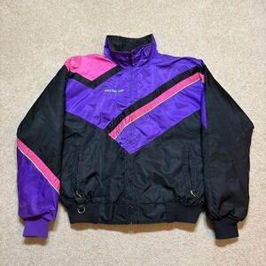 Vtg Arctic Cat Jacket Mens LT Purple Black Arcticwear Ski Bomber 80s 90s